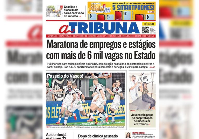 Confira os destaques do Jornal A Tribuna desta sexta-feira