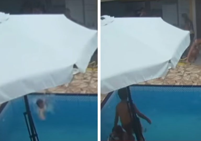 VÍDEO | Menino de 8 anos pula em piscina e salva bebê que se afogava