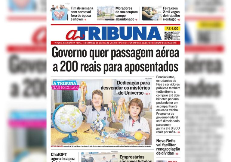 Confira os destaques do Jornal A Tribuna desta quarta-feira
