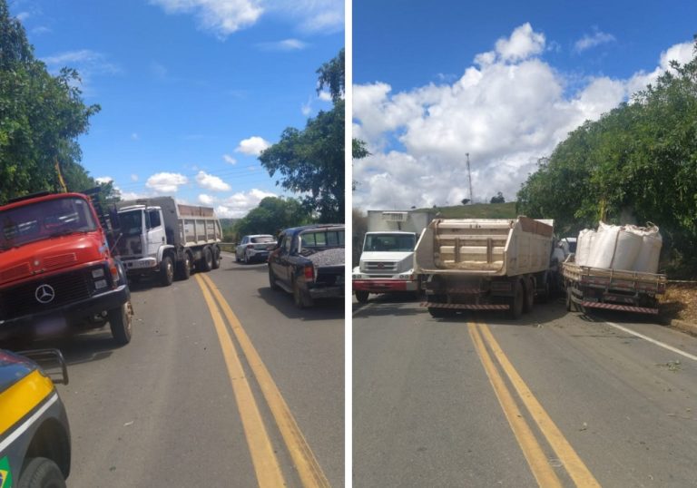 Acidente com três caminhões deixa uma pessoa morta na BR-259