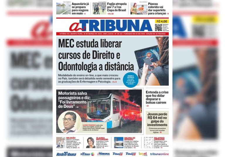 Confira os destaques do Jornal A Tribuna desta quinta-feira