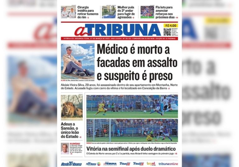 Confira os destaques do Jornal A Tribuna desta segunda-feira