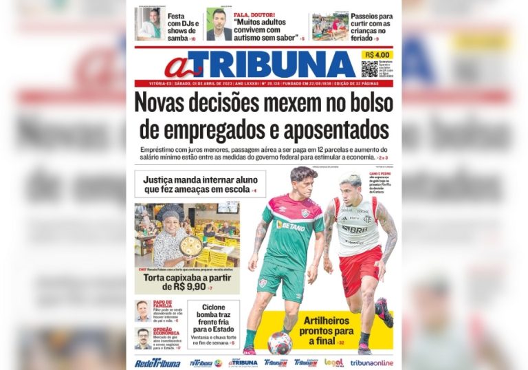 Confira os destaques do Jornal A Tribuna deste sábado