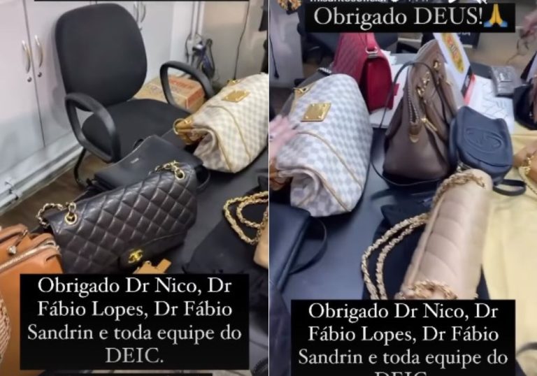 Bolsas de grife de Mirella Santos roubadas são recuperadas pela polícia