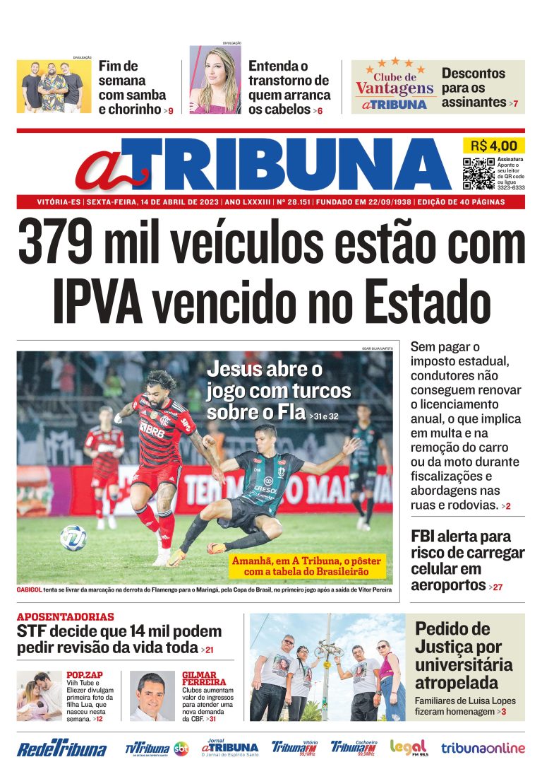 Confira os destaques do Jornal A Tribuna desta sexta-feira