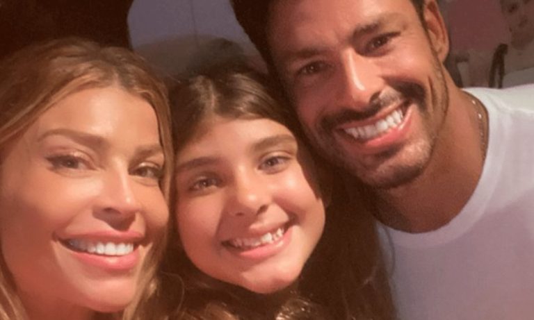 Cauã Reymond e Grazi Massafera aparecem juntos em aniversário da filha