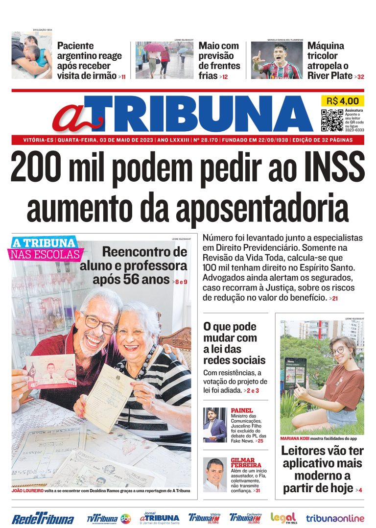 Confira os destaques do Jornal A Tribuna desta quarta-feira