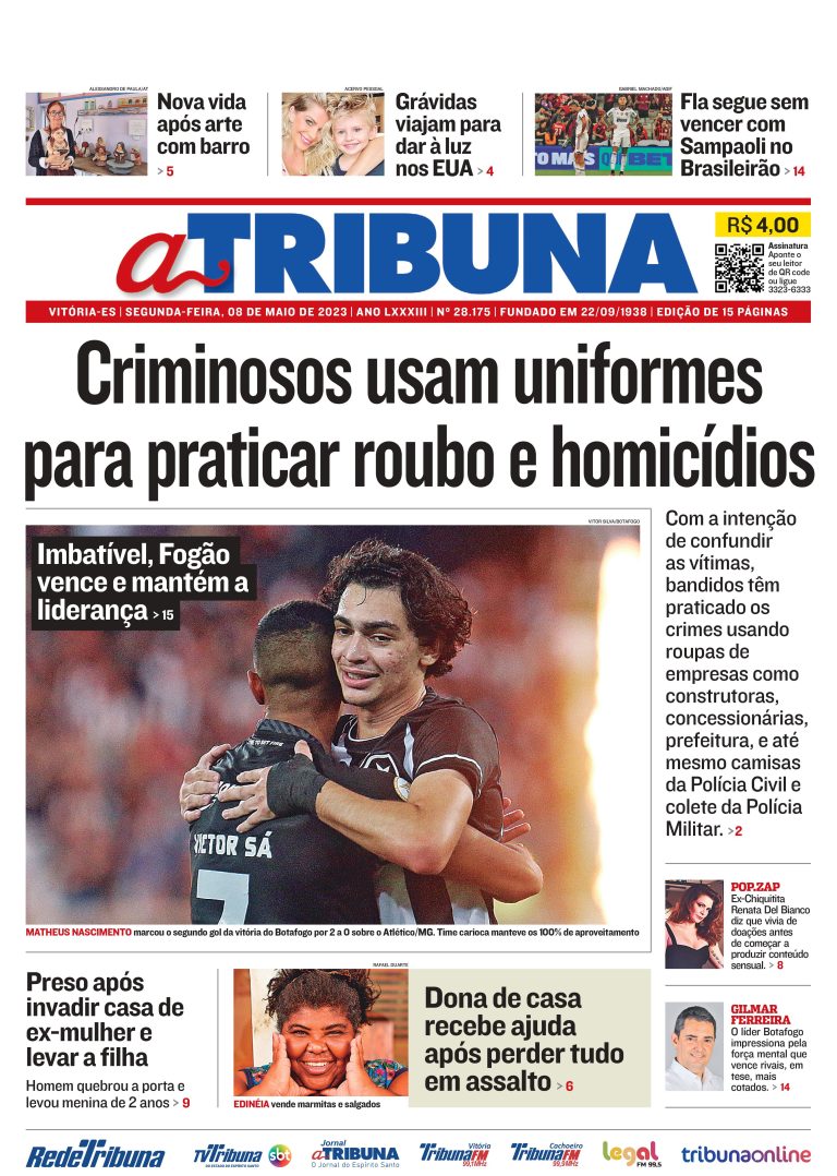 Confira os destaques do Jornal A Tribuna desta segunda-feira