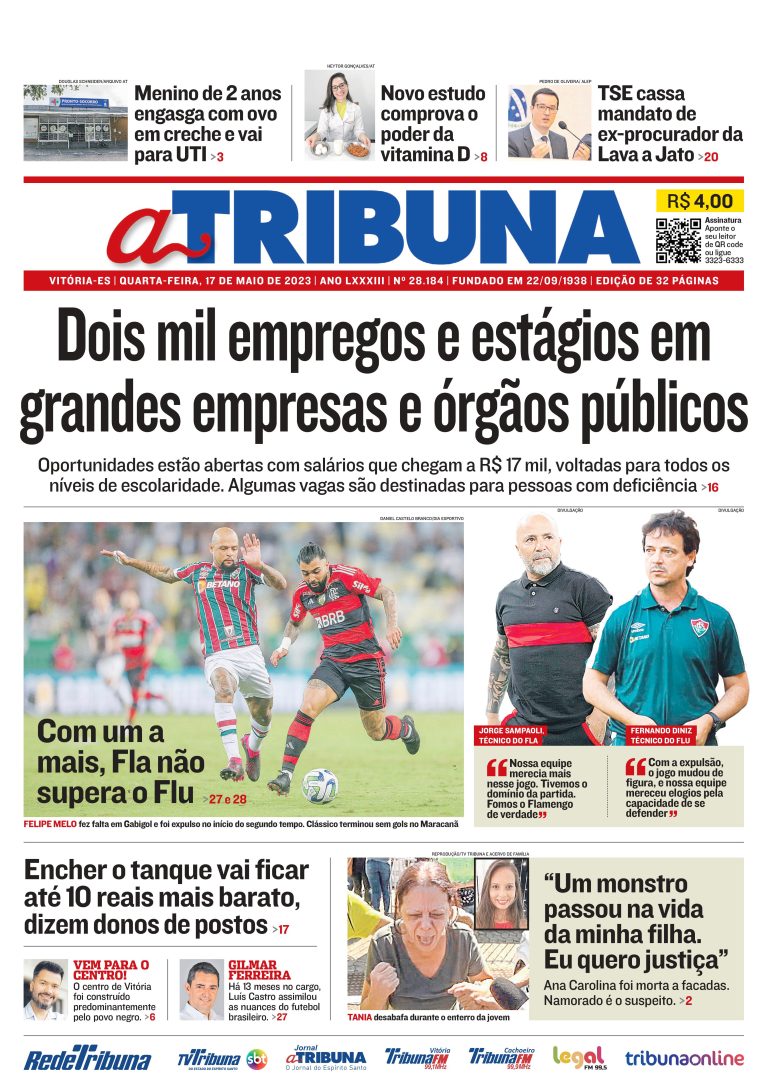Confira os destaques do Jornal A Tribuna desta quarta-feira