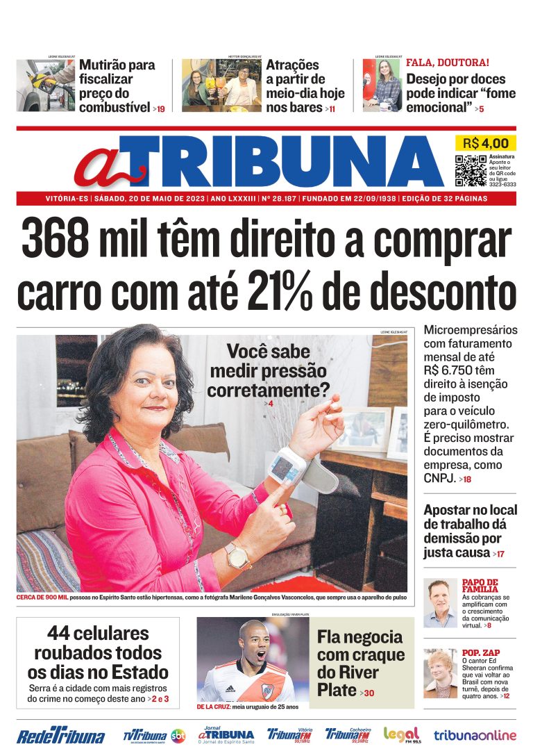 Confira os destaques do Jornal A Tribuna deste sábado