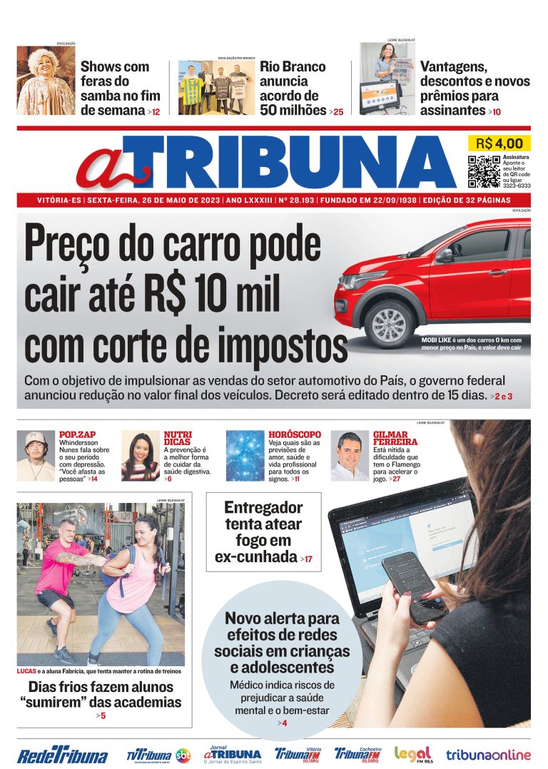 Confira os destaques do Jornal A Tribuna desta sexta-feira