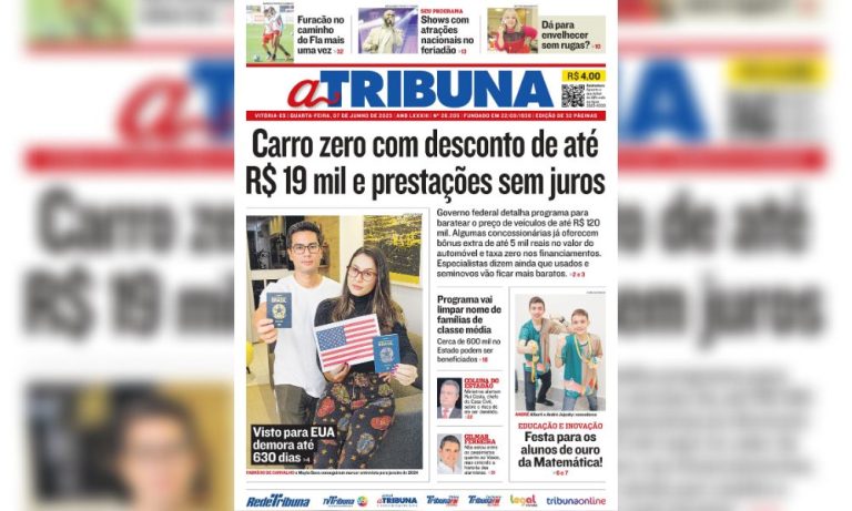 Confira os destaques do Jornal A Tribuna desta quarta-feira