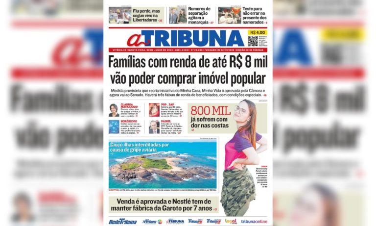 Confira os destaques do Jornal A Tribuna desta quinta-feira
