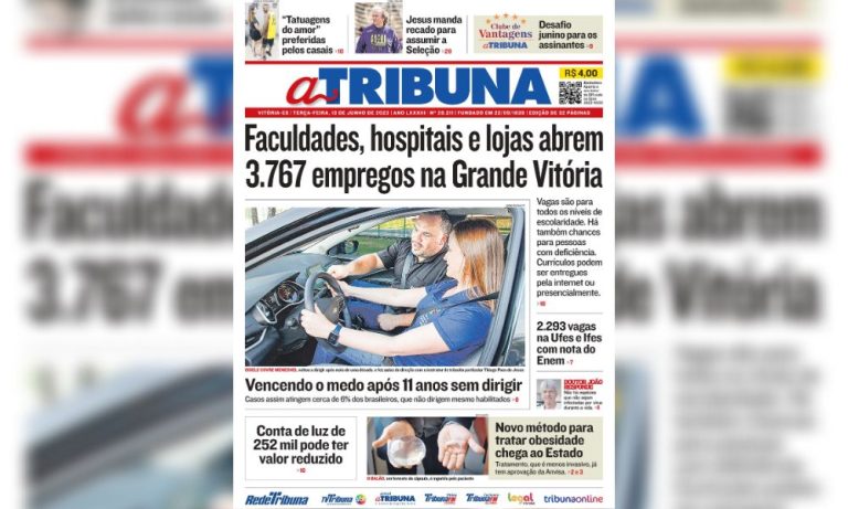 Confira os destaques do Jornal A Tribuna desta terça-feira