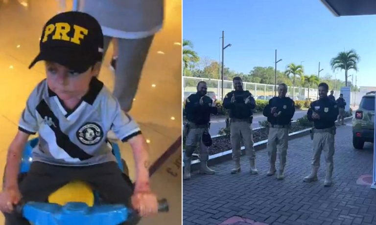 Guilherme, menino que emocionou a internet, tem alta e recebe homenagem da PRF