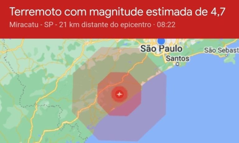 Terremoto é sentido por moradores do litoral paulista e Vale do Ribeira