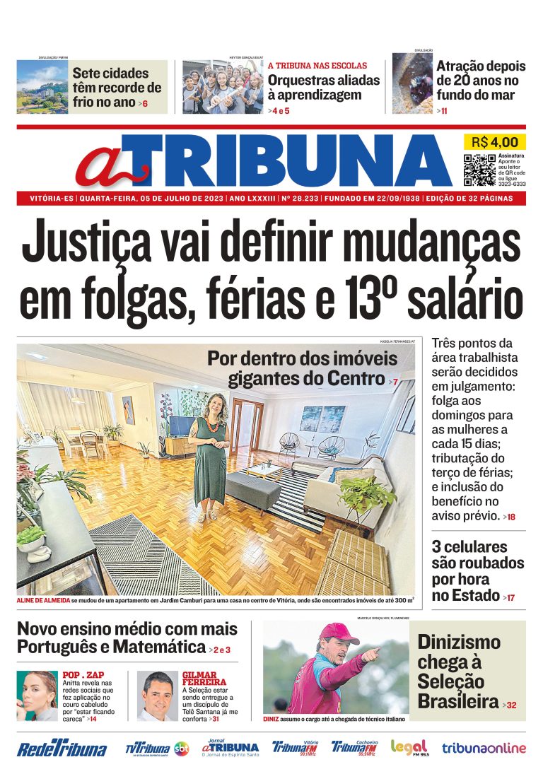 Confira os destaques do Jornal A Tribuna desta quarta-feira