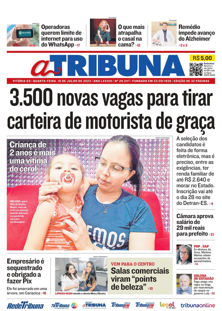 Confira os destaques do Jornal A Tribuna desta quarta-feira