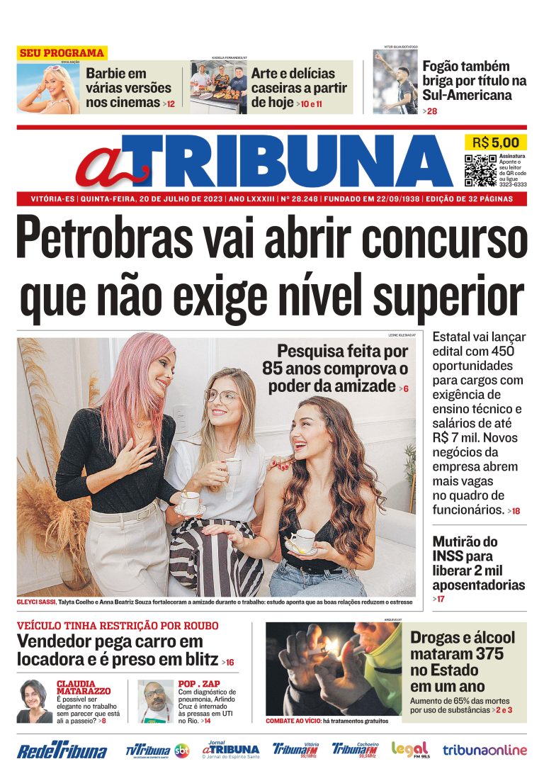 Confira os destaques do Jornal A Tribuna desta quinta-feira