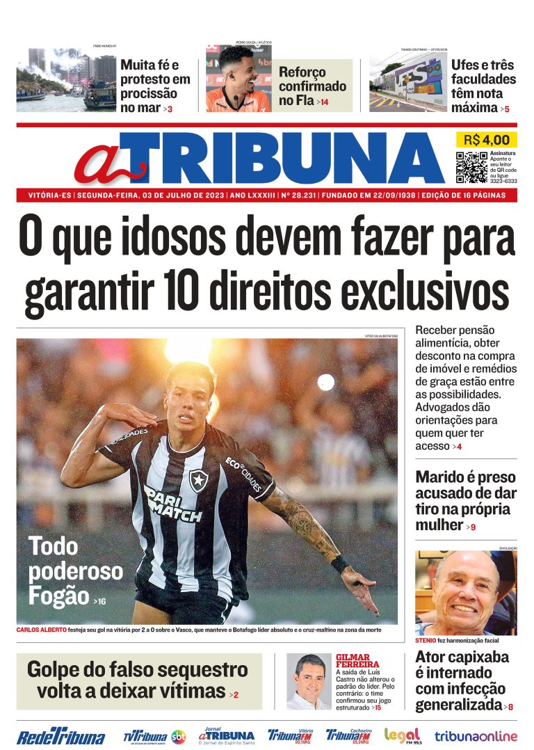 Confira os destaques do Jornal A Tribuna desta segunda-feira