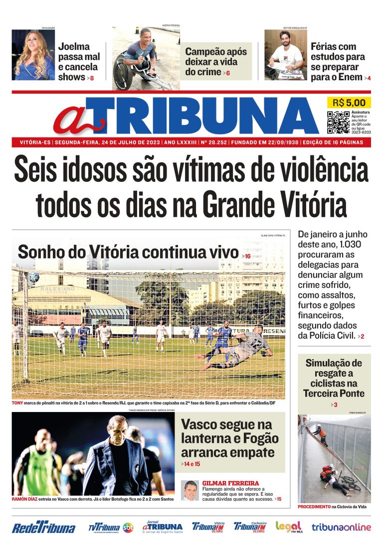 Confira os destaques do Jornal A Tribuna desta segunda-feira
