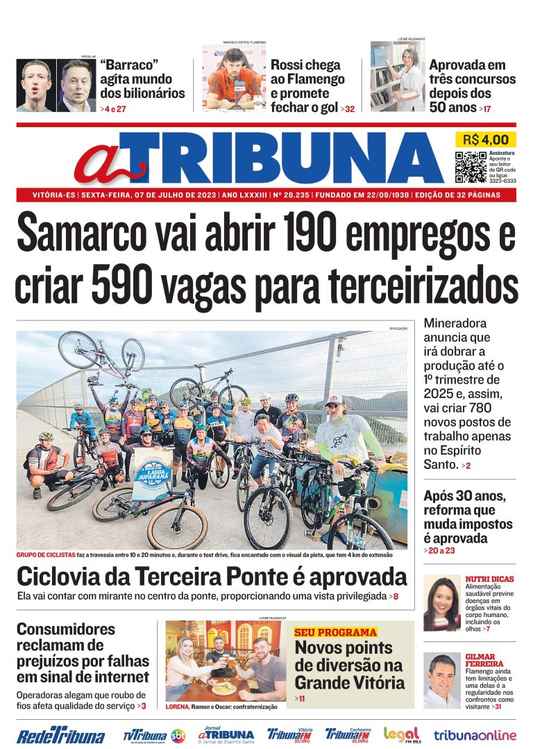 Confira os destaques do Jornal A Tribuna desta sexta-feira
