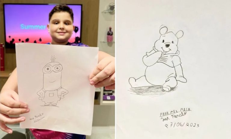 Menino autista do ES recebe encomenda de desenhos até na Austrália