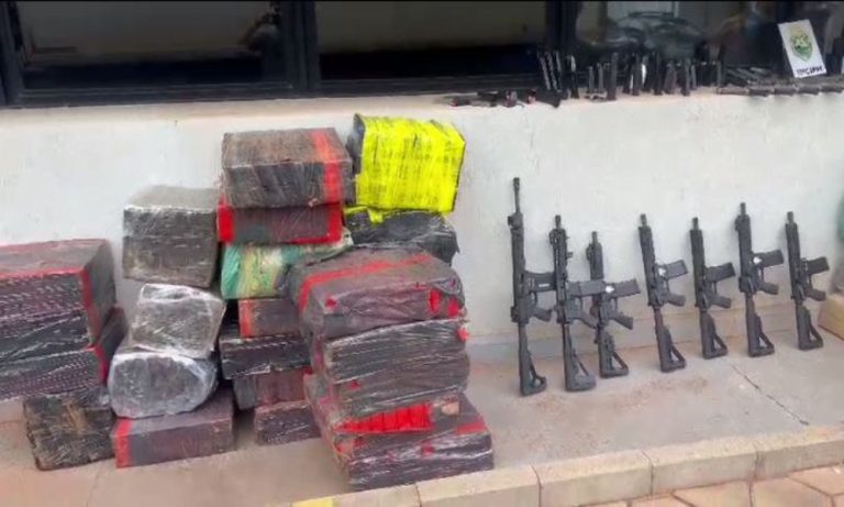 PF apreende 2 toneladas de maconha e armas escondidas em carga de suínos no PR