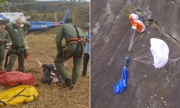 Piloto de parapente é resgatado de helicóptero após acidente em voo no ES