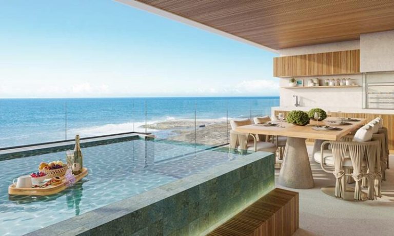Apartamento inteligente com piscina na varanda em Guarapari