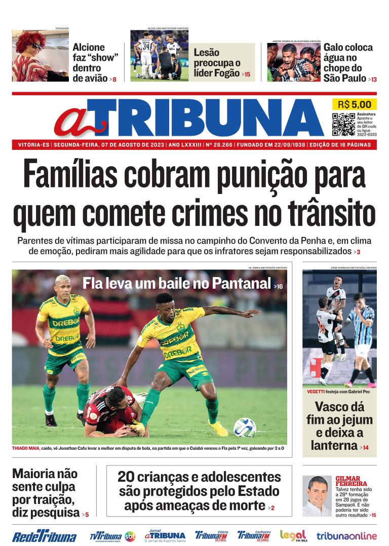 Confira os destaques do Jornal A Tribuna desta segunda-feira