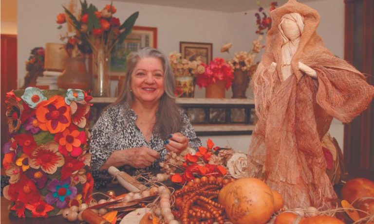 Fibras e cascas viram arte nas mãos de artesã