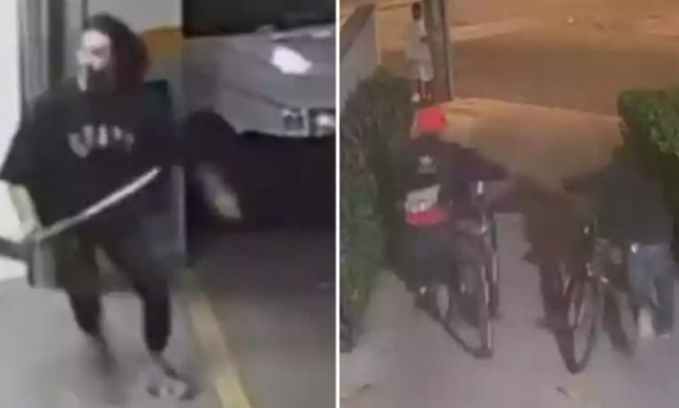 Homem com espada impede furto de bicicletas
