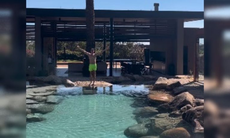 Rodrigo Faro mergulha em seu novo lago artificial e Neymar reclama: “Injusto”