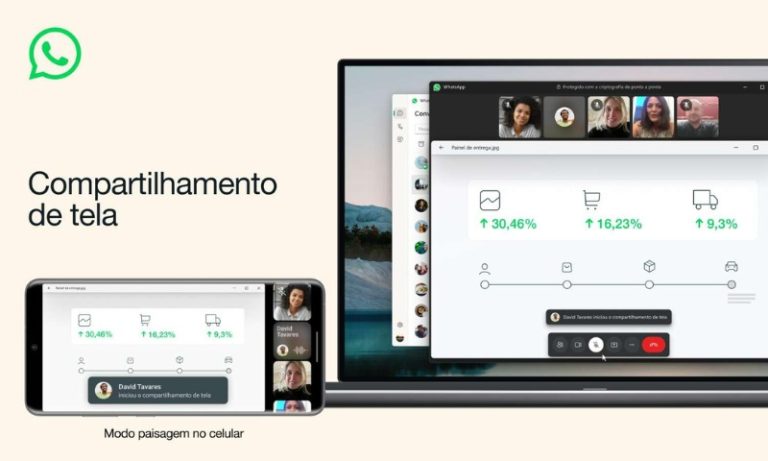 WhatsApp lança compartilhamento de tela durante chamada de vídeo
