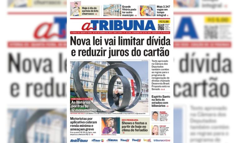Confira os destaques do jornal A Tribuna desta quarta-feira