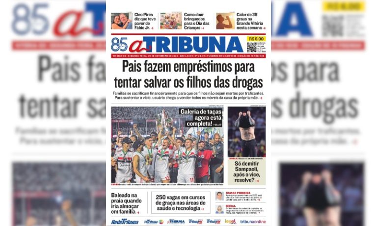Confira os destaques do jornal A Tribuna desta segunda-feira
