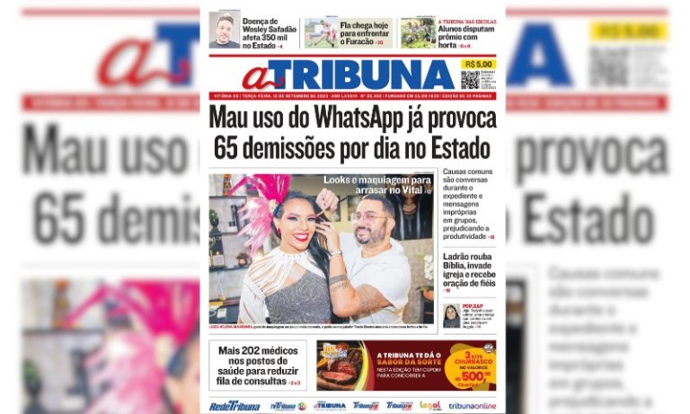 Confira os destaques do jornal A Tribuna desta terça-feira