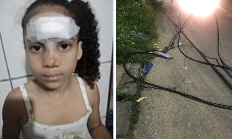 Criança é arremessada para o alto após ser atingida por fiação na Serra
