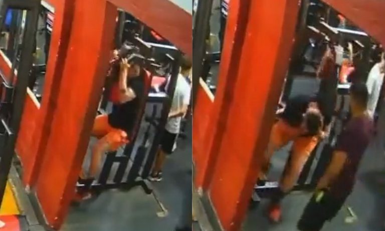 VÍDEO: Aluno de academia é atingido na cabeça após cabo de aparelho romper