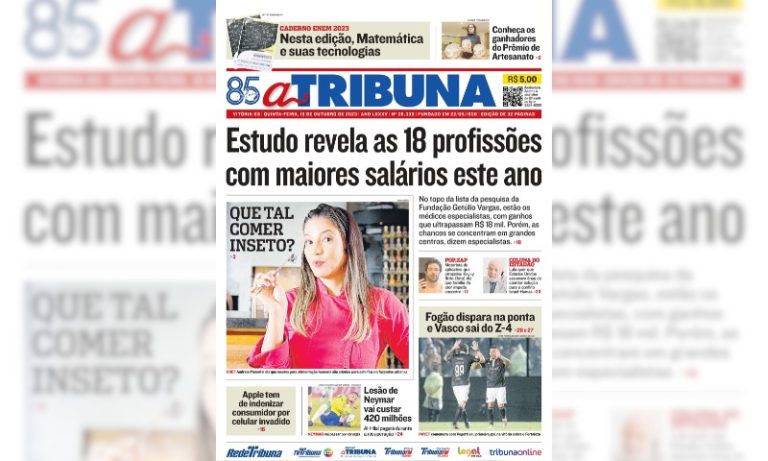 Confira os destaques do jornal A Tribuna desta quinta-feira