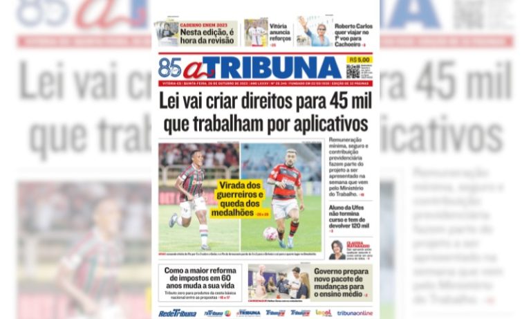 Confira os destaques do jornal A Tribuna desta quinta-feira