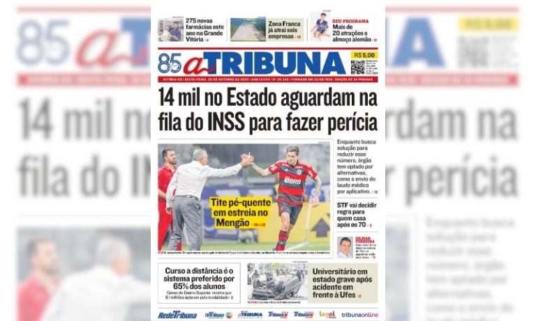 Confira os destaques do jornal A Tribuna desta sexta-feira
