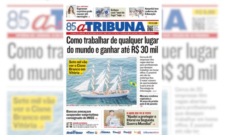 Confira os destaques do jornal A Tribuna deste sábado