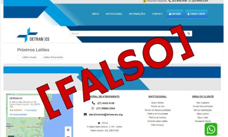 Golpe: Detran ES alerta capixabas sobre falso leilão de veículos