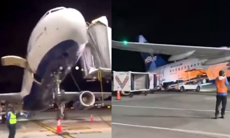 VÍDEO: Avião empina durante desembarque de passageiros em aeroporto nos EUA