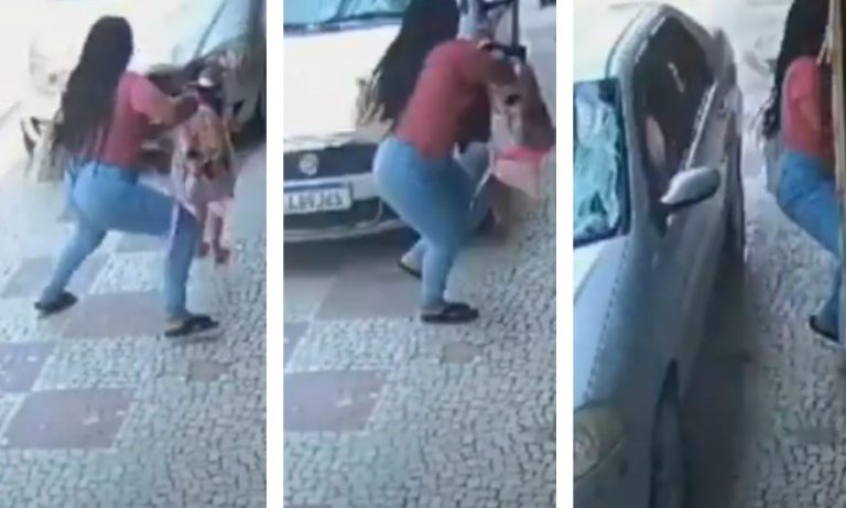 VÍDEO | Mãe e filha escapam de atropelamento na calçada no ES