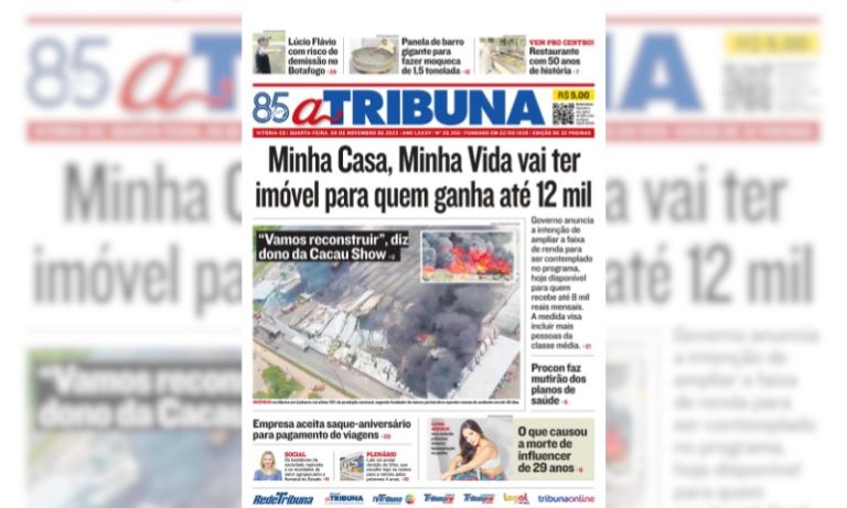 Confira os destaques do jornal A Tribuna desta quarta-feira