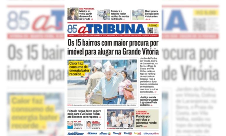 Confira os destaques do jornal A Tribuna desta quarta-feira