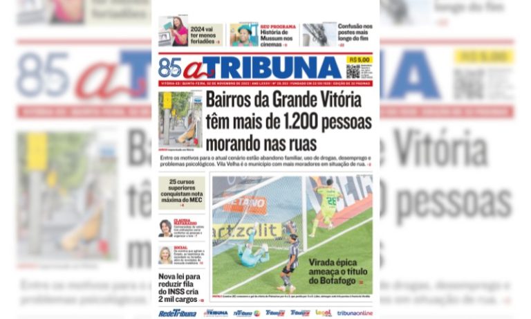 Confira os destaques do jornal A Tribuna desta quinta-feira